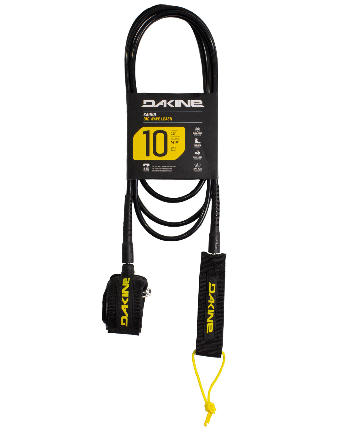 Leash Surf Dakine KAINUI 10' x 5/16'' W/ EASY CLIP - Black