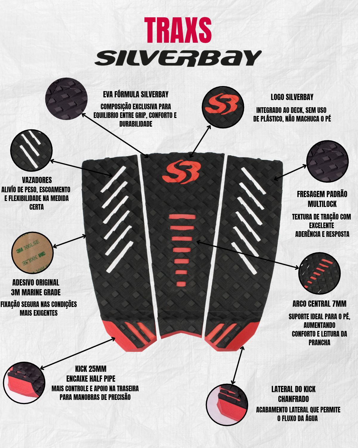 Deck Surf Silverbay PRO / Preto - Branco